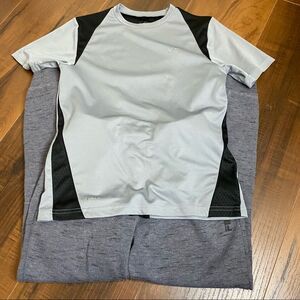 Champion white & black active tee with Fila gray track pants set M